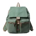 Mochila vintage de lona verde haba con correas y cordones de ajuste en caqui - Verde