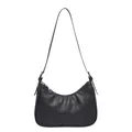 Minimalistische schwarze gesteppte Hobo-Schultertasche mit silbernem Reißverschluss - Schwarz