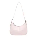 Minimalistische beige Hobo-Tasche mit strukturierter Oberfläche und Silberbeschlägen - Weiß