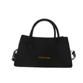 Minimalistische schwarze Handtasche mit Struktur und Fashion-Schriftzug-Detail - Schwarz