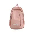Pink waterproof laptop backpack with HOKEAM logo and dual zippers for students - Large / Pink