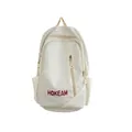 Off-white large capacity student backpack with red HOKEAM lettering and multi-pockets - Large / White