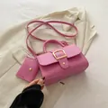 Pink lychee texture crossbody bag with matching mini pouch and elegant gold buckle hardware - Pink