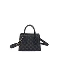 Chic black mini tote bag with blue M-pattern print and golden metallic hardware - Black