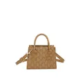 Brown vintage mini crossbody bag with all-over M-letter print and gold hardware - Brown