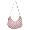 Pink hobo shoulder bag with M letter monogram pattern and sleek faux leather finish - Pink