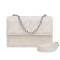 Chic cream quilted chain shoulder bag with silver hardware and adjustable straps - Off White