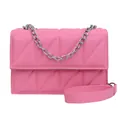 Pink quilted leather underarm bag with silver chain and adjustable shoulder strap - Pink