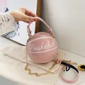 Bolso rosa con forma de baloncesto con cadena dorada y asa de cuero elegante - Temática de baloncesto / Rosa