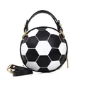 Sac à main tendance en forme de ballon de football noir et blanc avec accents dorés - Noir Football
