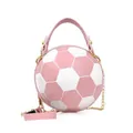 Sac à main en forme de ballon de foot rose et blanc avec bandoulière dorée - Football Rose