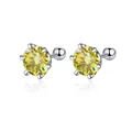 Classic 925 sterling silver stud earrings with yellow moissanite and screw backings - 0.2ct*2 / Lemon Yellow