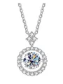 Sparkling S925 sterling silver necklace with a brilliant round halo moissanite pendant - 1 Carat (6.5mm) / White