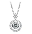 S925 sterling silver dancing moissanite pendant necklace with sparkling round halo stone - 1 Carat (6.5mm) / 100-Facet Cut