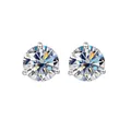 Klassische S925 Sterling Silber Moissanit Ohrringe mit runden Steckern in Dreiklauenfassung - 1CT*2 / Weiß