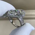Toi et Moi ring featuring two pear-cut yellow stones set in S925 sterling silver band - Size 5 / White
