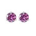 Elegante lila Moissanit-Ohrstecker mit runder Fassung aus echtem 925er Silber - Rosa