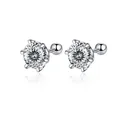 Classic 925 sterling silver six-prong moissanite stud earrings with secure screw-back - 100-Facet Cut