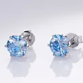 Elegante S925 Sterlingsilber Ohrstecker mit 1ct blauem Moissanit in Sechs-Krallen-Fassung - Saphirblau / 0,5 Karat * 2