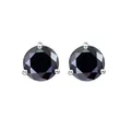 Klassische Moissanit-Ohrstecker mit runden schwarzen Edelsteinen in 3-Krallen-Fassung - Schwarz