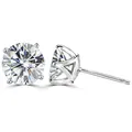 Detailopname van 1 karaat moissanite oorknopjes in een S925 zilveren zetting met vier tanden - Stud oorbellen / 1 Karaat * 2 / Zilver