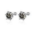 Classic 925 sterling silver 6-prong moissanite stud earrings with screw back ball closure - Gray
