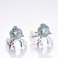 Pendientes de reno en plata S925 con moissanita y diseño creativo de astas - 1.0 Quilates / Azul