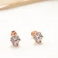 Close-up of S925 hallmark on rose gold six-prong moissanite stud earring back - 0.5CTx2 / White