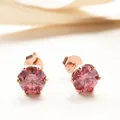Elegant six-prong rose gold moissanite stud earrings featuring pink round-cut gemstones - 0.5CTx2 / Pink