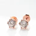 Classic 925 silver rose gold six-prong stud earrings with round moissanite stones - 0.5CTx2 / 100-Facet Cut