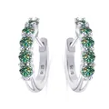 Boucles d'oreilles créoles en argent 925 avec cinq moissanites vertes taille ronde - Pierre Principale 3mm / Bleu sarcelle