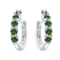 Elegante S925 sterling zilveren oorringen met vijf fonkelende groene moissanite stenen - Hoofdsteen 3mm / Donkergroen
