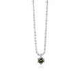 Detail of 925 silver necklace with green round-cut moissanite pendant in six-prong setting - Olive Green Zirconia / Necklace / Silver