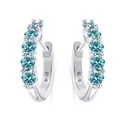 Boucles d'oreilles C en argent S925 serties de moissanite bleu clair taille brillant - Pierre Principale 3mm / Bleu d'Origine