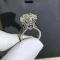 Macro detail of 12ct round cut diamond ring with pavé split shank in silver setting - Size 5 / Eight Hearts and Eight Arrows / Silver