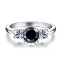 Lussuoso anello in argento S925 con moissanite bianche e nere da 3 carati - Nero