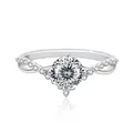 Elegant S925 sterling silver moissanite ring with infinity band and round-cut center stone - Size 5 / White (Hundred-facet Cut)