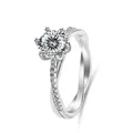 Elegant 925 sterling silver moissanite ring with a twisted band and 6-prong setting - Size 5 / Colorless (Brilliant Cut)