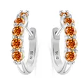 Elegant S925 sterling silver hoop earrings with five round orange moissanite stones - Lucky Red