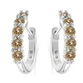 S925 sterling silver hoop earrings with five round champagne moissanite stones - Original Yellow