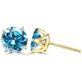 S925 zilveren 1 karaat blauwe moissaniet oorknopjes met klassieke 4-poot gouden zetting - Stud oorbellen / 1 Karaat * 2 / Witgoud-marineblauw