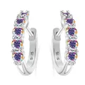 S925 sterling silver hoop earrings with five round-cut iridescent colorful moissanite stones - AB Color