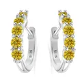 S925 sterling silver hoop earrings with five round-cut yellow moissanite stones - Gold Yellow