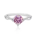 Bague en argent S925 avec moissanite rose et anneau torsadé serti de diamants - Rose
