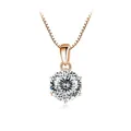 Classic 925 sterling silver 1ct moissanite pendant necklace with six-prong rose gold finish - 1 Carat 6.5mm / 100-Facet Cut