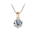 Classic 1-carat moissanite six-prong pendant necklace in elegant rose gold finish - 1 Carat 6.5mm / White