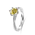 Classic 925 sterling silver twist band ring with 1ct yellow moissanite stone - Size 5 / Lemon Yellow