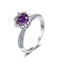Bague élégante en argent 925 avec moissanite violette de 1ct et serti à six griffes - Fuchsia
