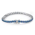 Classic 3mm blue moissanite tennis bracelet in S925 sterling silver with secure safety clasp - 15CM / Silver Sapphire Blue