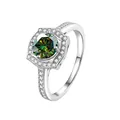 Anello elegante in argento S925 con moissanite verde scuro da 1 carato al centro - Verde Scuro